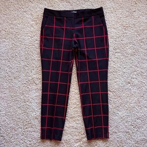 Express Columnist Ankle Pants Red Windowpane Plaid Low Rise Career Size 8R